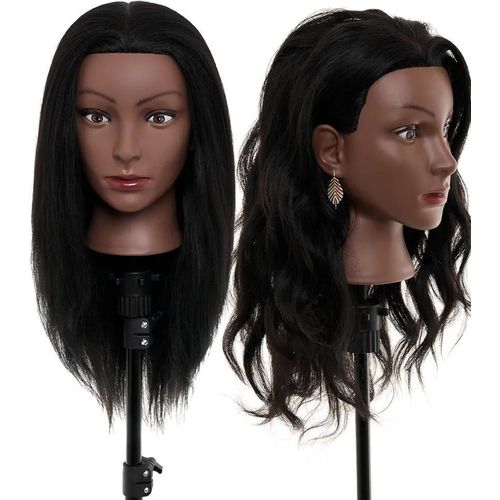 Human Hair Salon Training dummy Mannequin Head 100% Human Hair Human Hair Practice Head Human Hair Mannequin with Stand Real Hair Training Head Cosmetology Mannequin Human Hair