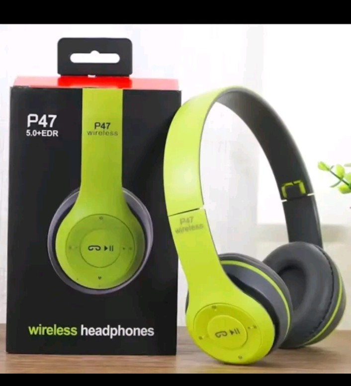 P47 Wireless Bluetooth Headphones – Super Bass, Foldable Sports Design, TF Card Support, Compatible with iOS & Android