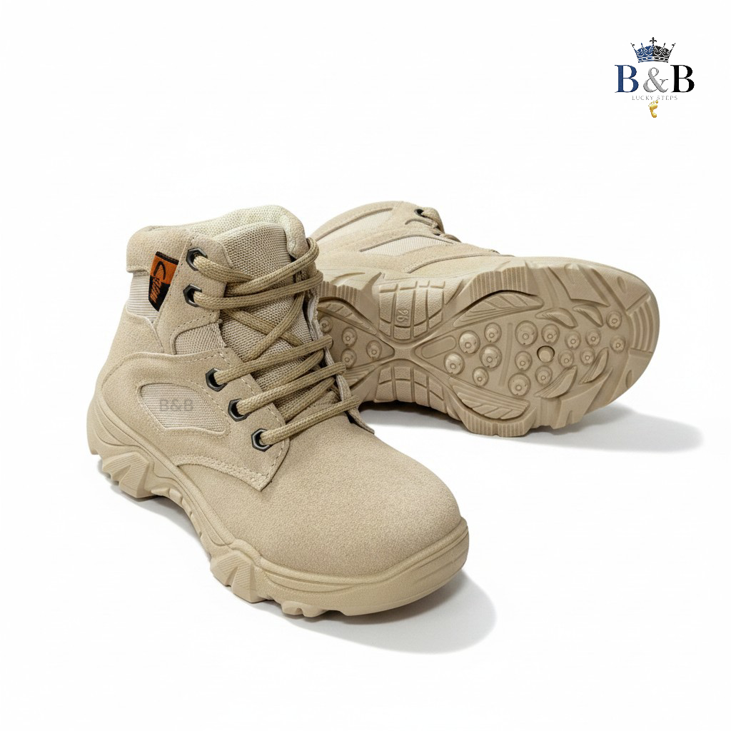 Ultimate Explorer Kids, Rugged Suede And All-Terrain Grip. Durable Desert Tan, Black And Beige sneakers for Active Kids. Breathable, Slip-Resistant Adventure Wear, Rugged Aesthetic for Everyday Cool.