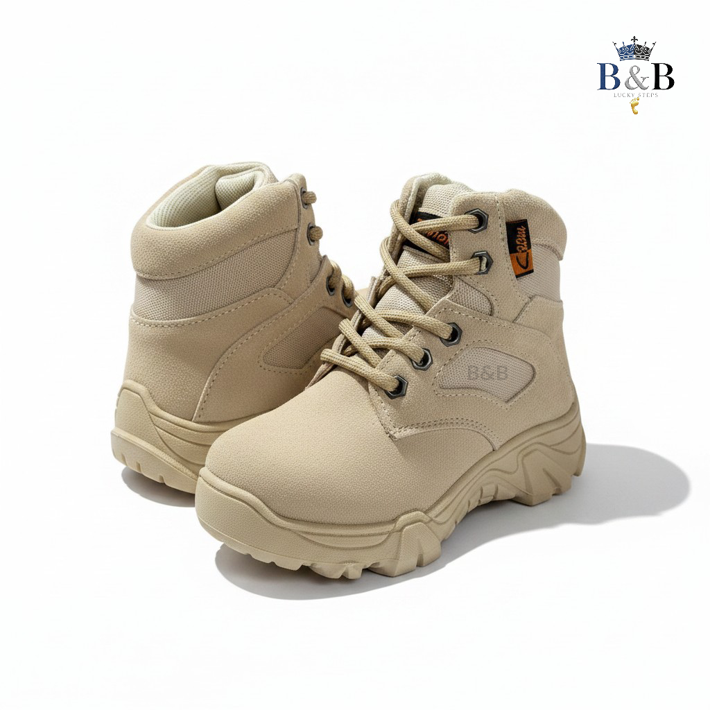 Ultimate Explorer Kids, Rugged Suede And All-Terrain Grip. Durable Desert Tan, Black And Beige sneakers for Active Kids. Breathable, Slip-Resistant Adventure Wear, Rugged Aesthetic for Everyday Cool.