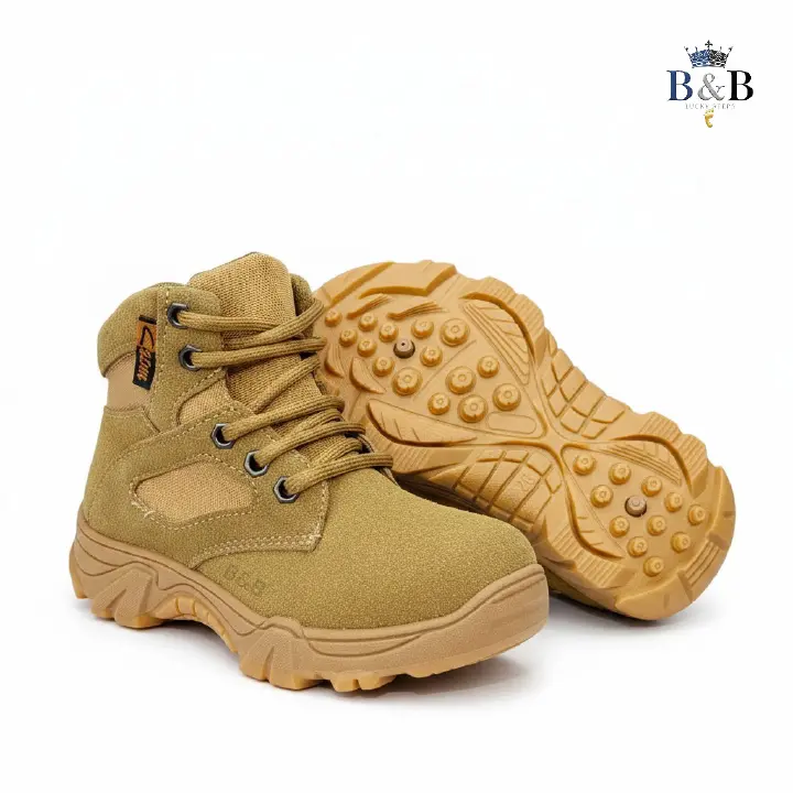 Ultimate Explorer Kids, Rugged Suede And All-Terrain Grip. Durable Desert Tan, Black And Beige sneakers for Active Kids. Breathable, Slip-Resistant Adventure Wear, Rugged Aesthetic for Everyday Cool.