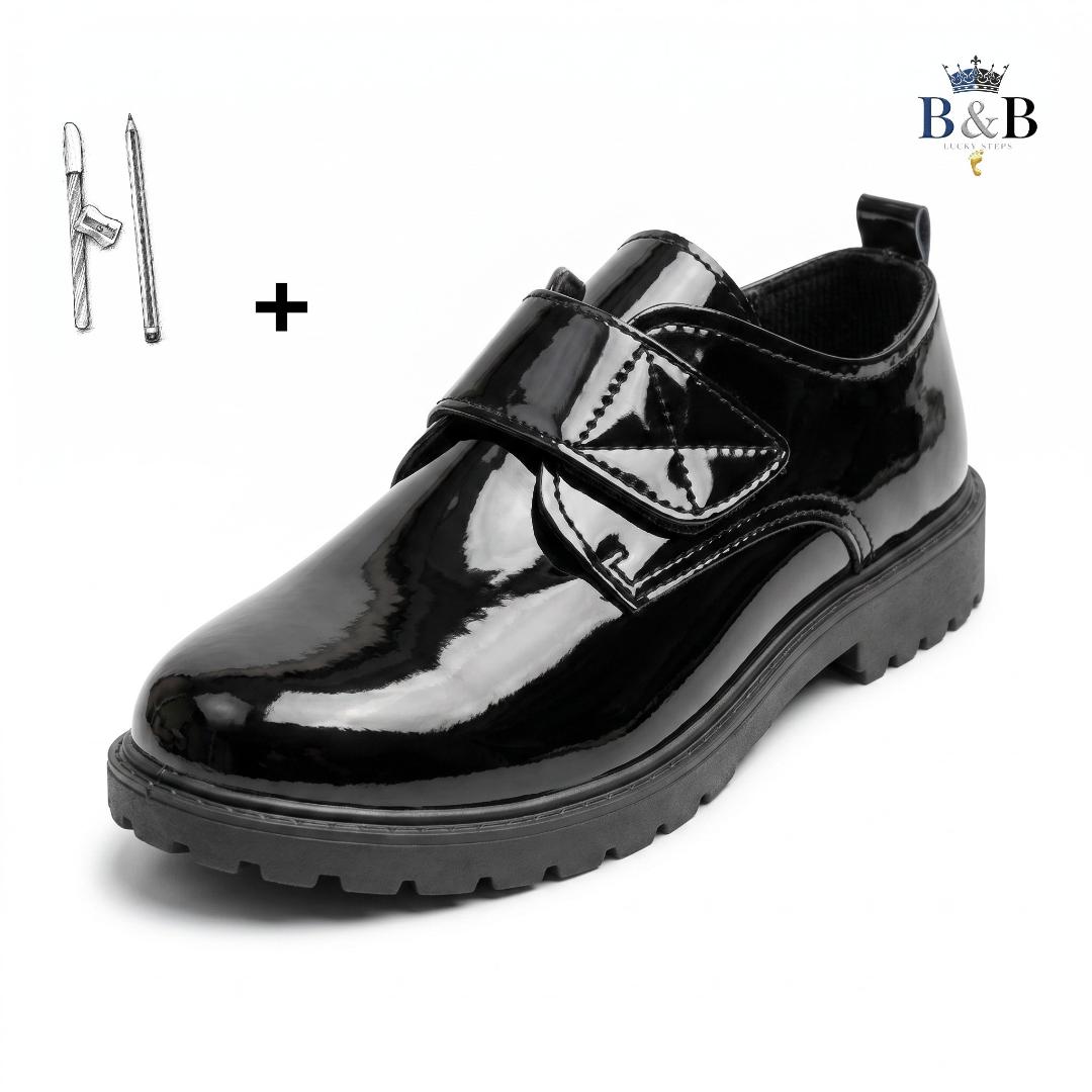 Classic Latent Leather Kids' School Shoes. Unisex Clean-Cut Kids' School Shoes.