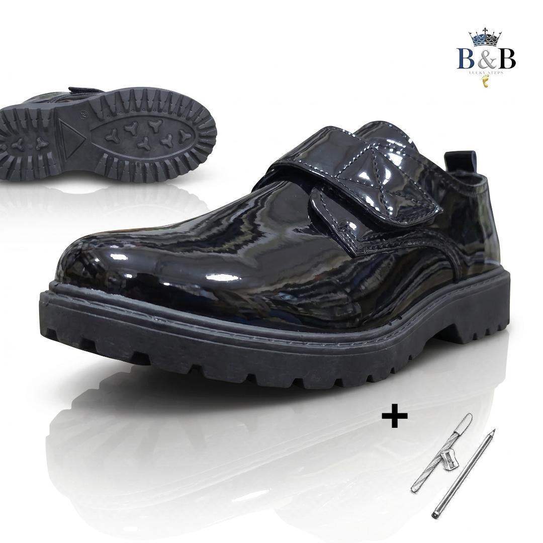 Classic Latent Leather Kids' School Shoes. Unisex Clean-Cut Kids' School Shoes.