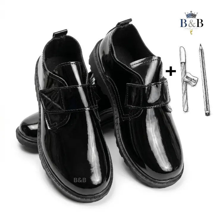 Classic Latent Leather Kids' School Shoes. Unisex Clean-Cut Kids' School Shoes.
