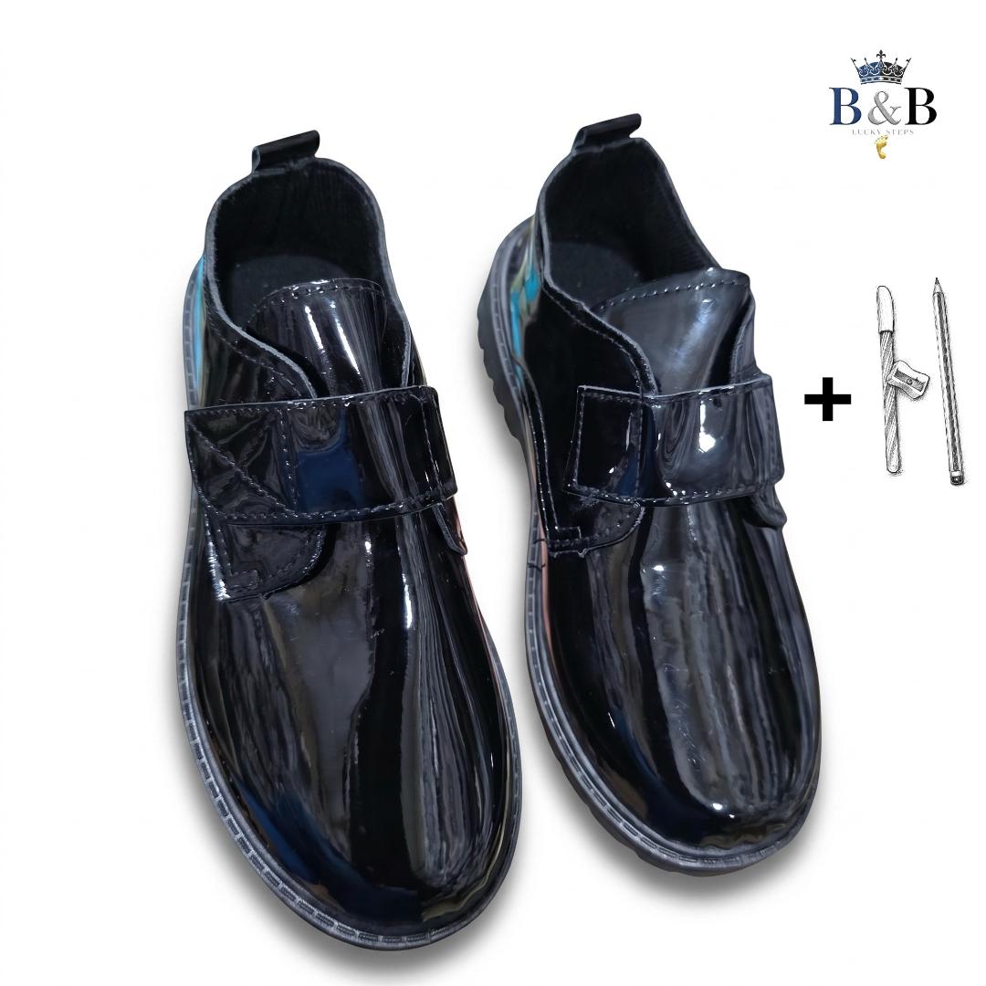 Classic Latent Leather Kids' School Shoes. Unisex Clean-Cut Kids' School Shoes.