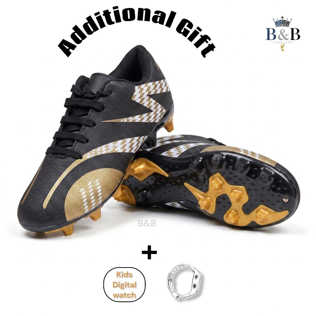 Boys And Girls Outdoor Soccer Shoes. Kids Firm Ground Soccer Shoes Comfortable Anti-Slip Training Sneakers. Lightweight Football Shoes.