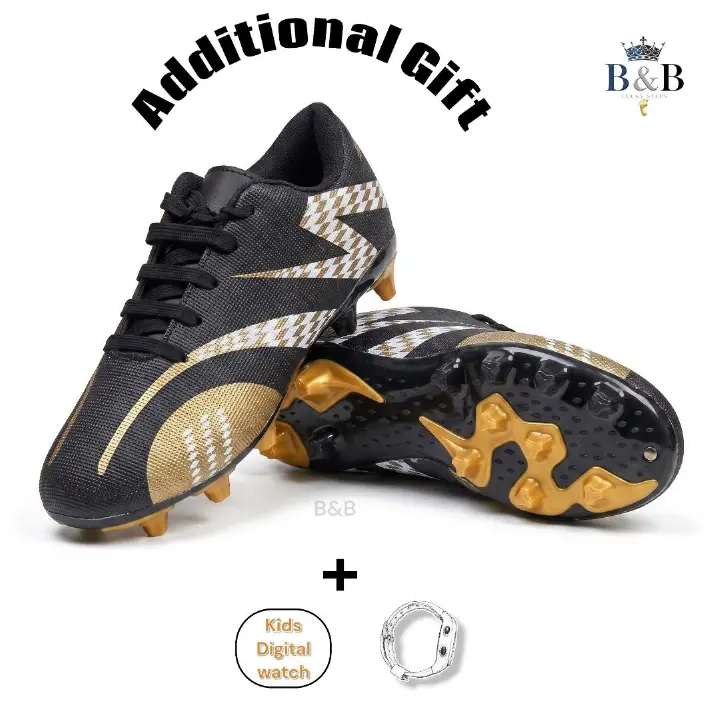 Boys And Girls Outdoor Soccer Shoes. Kids Firm Ground Soccer Shoes Comfortable Anti-Slip Training Sneakers. Lightweight Football Shoes.
