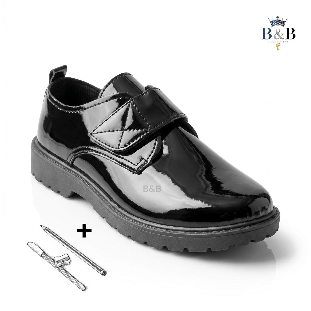 Classic Latent Leather Kids' School Shoes. Unisex Clean-Cut Kids' School Shoes.