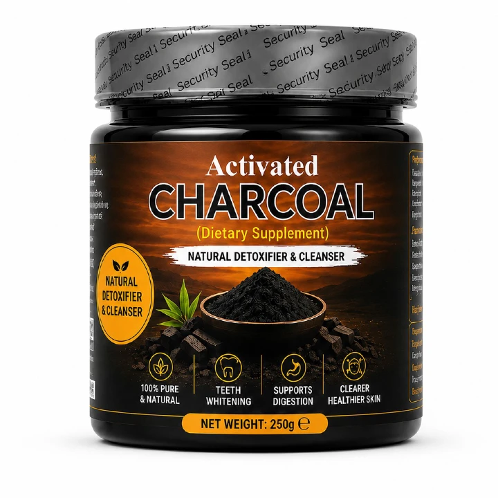 Activated Charcoal Powder 250g – Fine Unscented Tooth Powder in Tamper-Sealed Jar for Oral Care