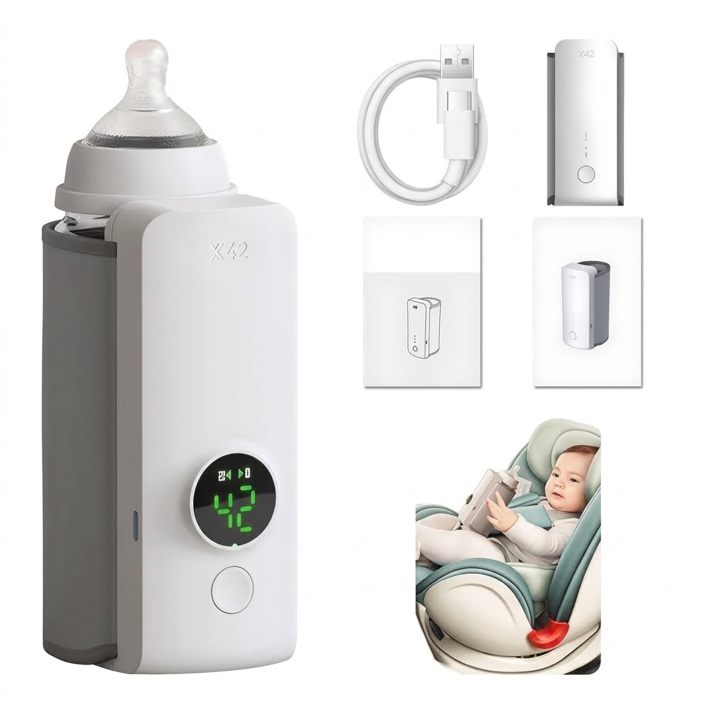 Portable Bottle Warmer - USB Rechargeable, BPA-Free, Fast Heating, Compact for Travel