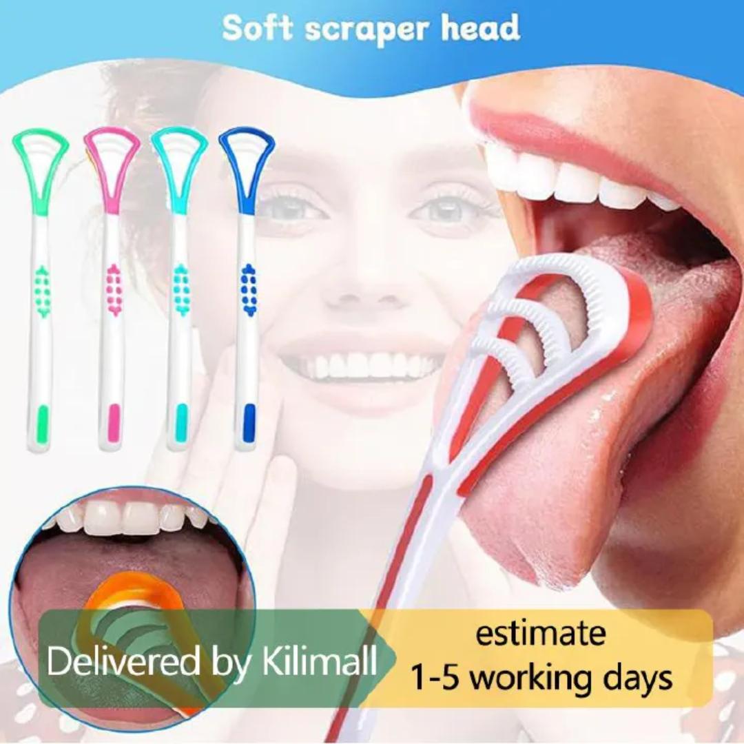 Double Sided Tongue Cleaner Brush For Tongue Cleaning Oral Care Tool Silicone Tongue Scraper Toothbrush. Flexible neck, soft and plastic, ergonomic