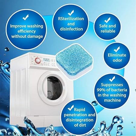 Washing Machine Deep Cleaner Tablet for Washing machines Front and Top Load Machine Descaling Powder Tablet for Tub Cleaning washing machine cleaner tablet (12 PCS)