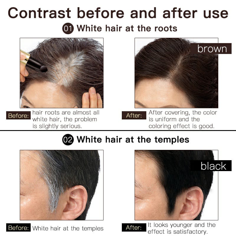 2 pcs Black  Hair Dye Pen for Hair Dye for Roots Disposable Instant Cover Up Roots Temporary Hair Color Pen for White Intermittent Hair -