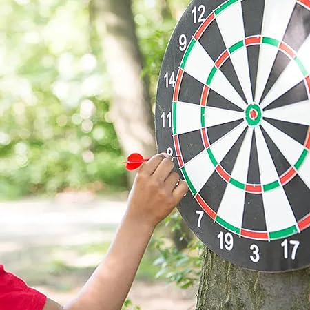 Dart Board Set, 17 Inch Dartboard Game with 6 Brass-Plastic Darts,Man Cave Stuff for Adults,Bars,Arcades,Billiard Rooms,Family Leisure SportDartboard, Darts Metal Tip , Professional Number Ring Dart