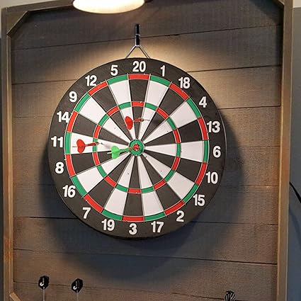 Dart Board Set, 17 Inch Dartboard Game with 6 Brass-Plastic Darts,Man Cave Stuff for Adults,Bars,Arcades,Billiard Rooms,Family Leisure SportDartboard, Darts Metal Tip , Professional Number Ring Dart