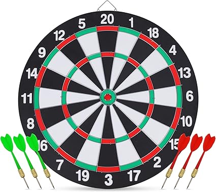 Dart Board Set, 17 Inch Dartboard Game with 6 Brass-Plastic Darts,Man Cave Stuff for Adults,Bars,Arcades,Billiard Rooms,Family Leisure SportDartboard, Darts Metal Tip , Professional Number Ring Dart