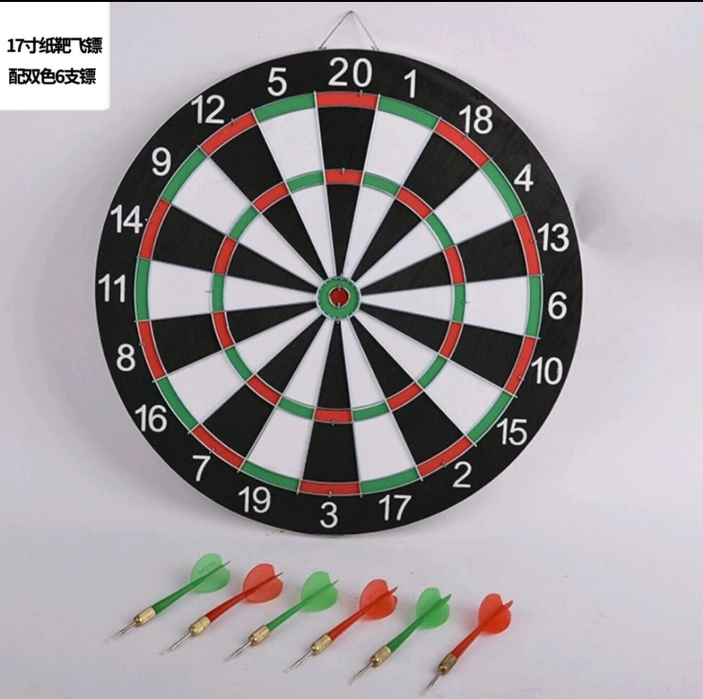 Dart Board Set, 17 Inch Dartboard Game with 6 Brass-Plastic Darts,Man Cave Stuff for Adults,Bars,Arcades,Billiard Rooms,Family Leisure SportDartboard, Darts Metal Tip , Professional Number Ring Dart