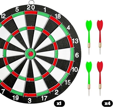 Dart Board Set, 17 Inch Dartboard Game with 6 Brass-Plastic Darts,Man Cave Stuff for Adults,Bars,Arcades,Billiard Rooms,Family Leisure SportDartboard, Darts Metal Tip , Professional Number Ring Dart