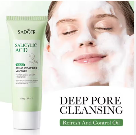 SADOER 10% Niacinamide Spot Removal Gentle Cleanser  SADOER 3% Salicylic Acid  Dispel Acne Amino Acid Gentle Cleanser For Deep Gentle Cleansing Brightening Skin & Moisturize, Refresh and Control Oil