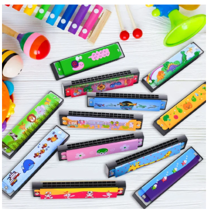 Kids Harmonica16-Hole Harmonica Cartoon Animals Painted Toy Musical Instrument Play Kids Early Educational Toys for Children Gifts Harmonica for Kids, Lightweight Cartoon Harmonica with Double Row