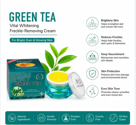 Green Tea Vital Whitening Freckle Removing Cream White Anti-Acne , Anti-melanin Whitening Cream FaceBody Whitening Cream Underarm Knee Buttocks Private Bleach Remove Cream Dark Spot Removing