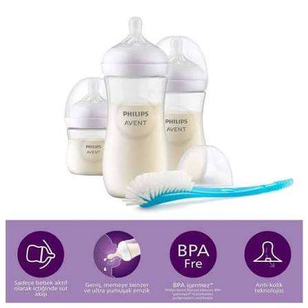 Philips AVENT Natural Response Newborn Starter Set SCD837/12 – Complete Baby Feeding Essentials with Anti-Colic Bottles, Natural Response Nipples, and Soothing Pacifiers for 0m+ Infants