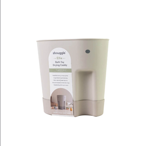 Shnuggle Ellie Bath Toy Storage Scoop | Baby & Toddler Bath Toy Drying Caddy with Drip Tray - Taupe