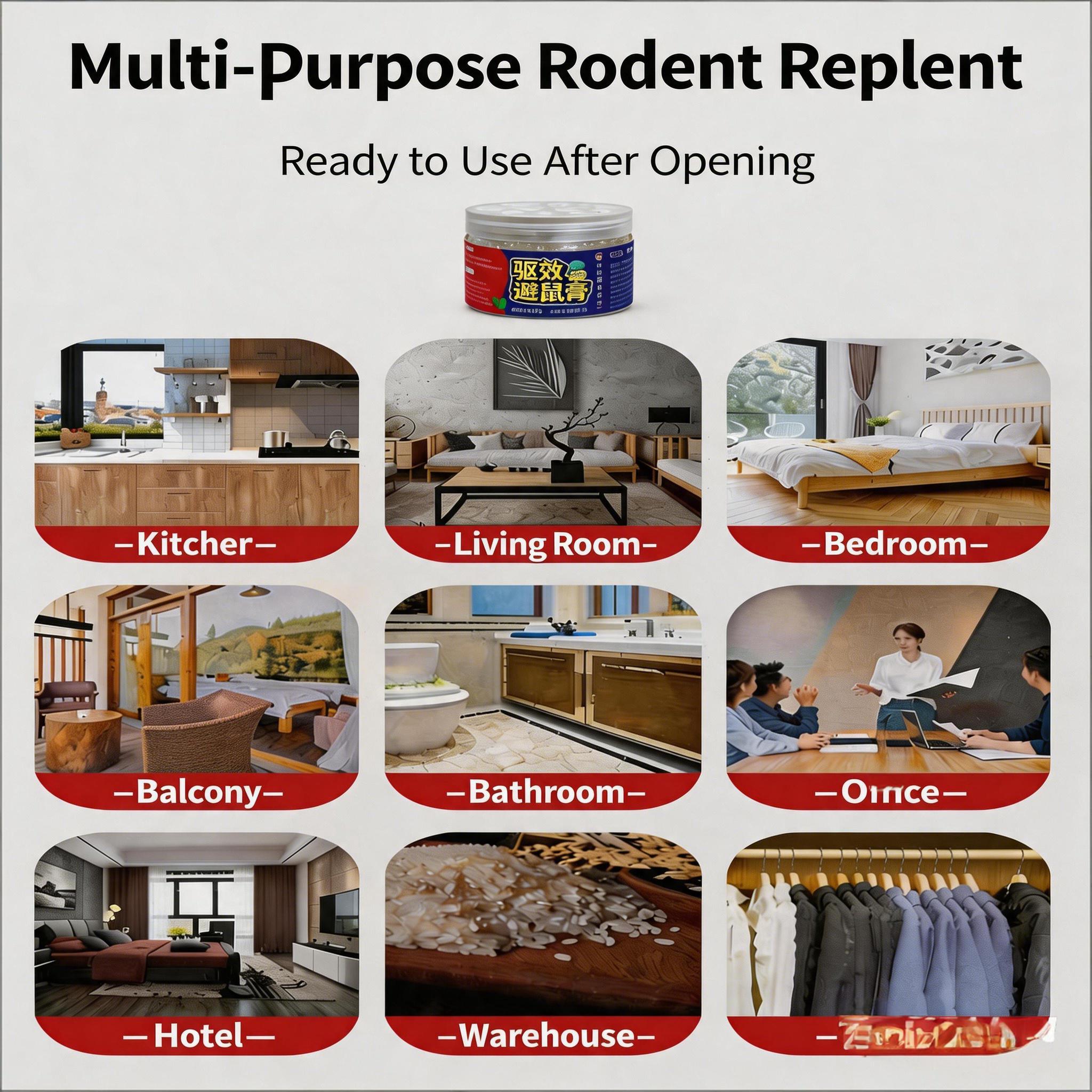 Plant-Based Rat Repellent Paste - Natural Rodent Repellent with Botanical Formula - Keeps Rat Mice Rodent Away from Home Kitchen Warehouse - Non-Toxic & Safe - Easy Indoor Use -Long-Lasting Protection