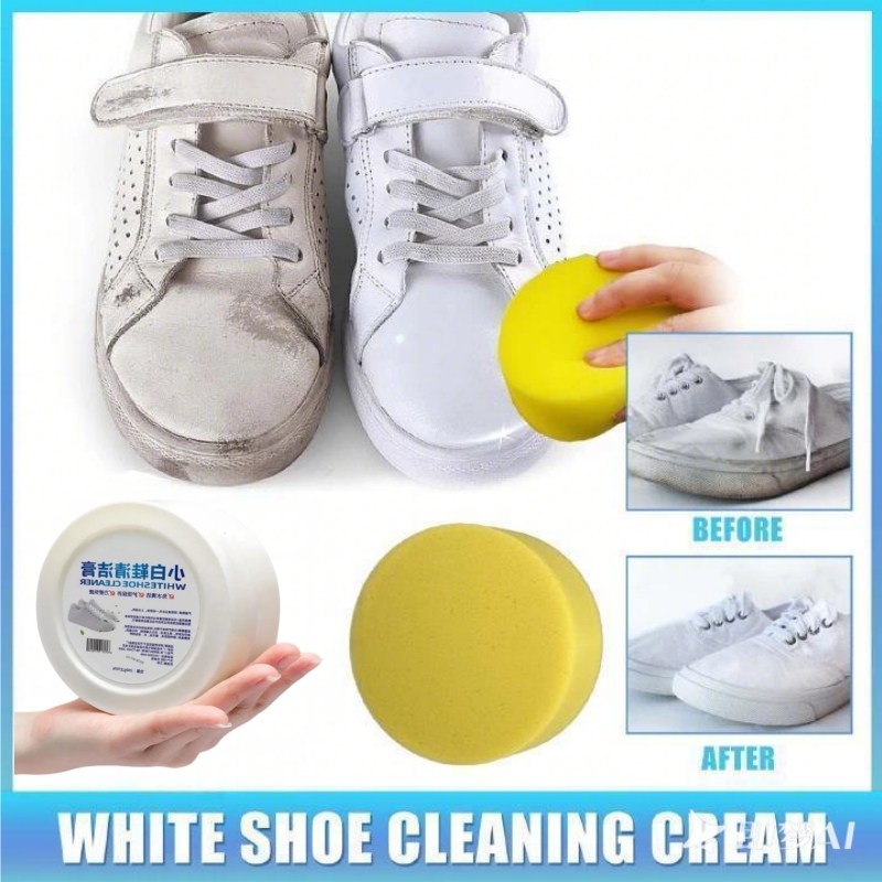 Water-free White Shoe Cleaner Cream - Effective Shoe Whitening & Stain Remover for Sneakers - Remove Yellowing Dirt & Grime - No Rinse, No Water Needed - Restores Bright White Finish in Minutes