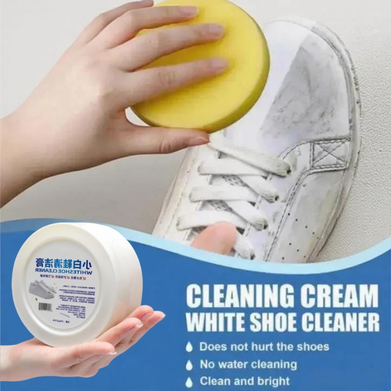 Water-free White Shoe Cleaner Cream - Effective Shoe Whitening & Stain Remover for Sneakers - Remove Yellowing Dirt & Grime - No Rinse, No Water Needed - Restores Bright White Finish in Minutes