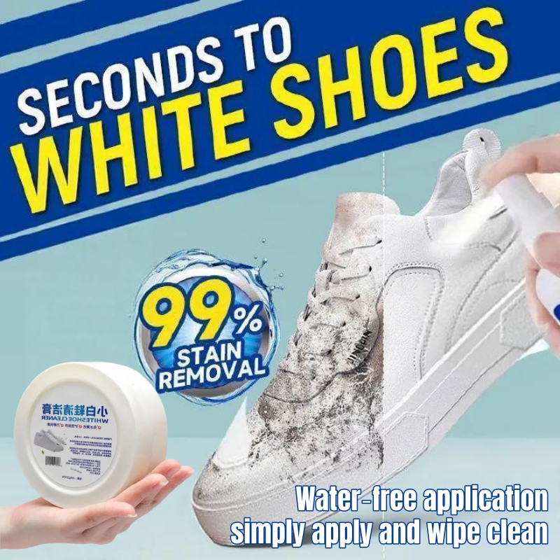Water-free White Shoe Cleaner Cream - Effective Shoe Whitening & Stain Remover for Sneakers - Remove Yellowing Dirt & Grime - No Rinse, No Water Needed - Restores Bright White Finish in Minutes