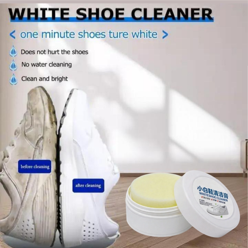 Water-free White Shoe Cleaner Cream - Effective Shoe Whitening & Stain Remover for Sneakers - Remove Yellowing Dirt & Grime - No Rinse, No Water Needed - Restores Bright White Finish in Minutes