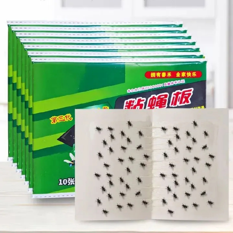 10pcs Strong Sticky Fly Trap Fly Catcher Fly Paper Insect Trap Sticky Glue Trap Non-Toxic Safe for Kids/Pets Adhesive Effective Fly Control Hanging Fly Trap Window Fly Trap Indoor & Outdoor Use