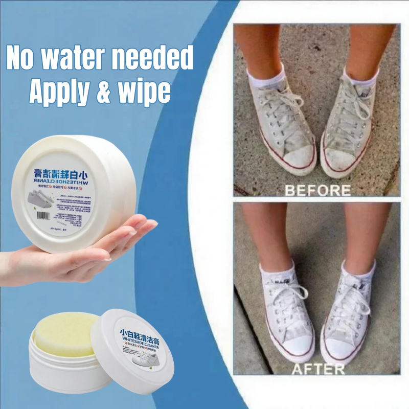 Water-free White Shoe Cleaner Cream - Effective Shoe Whitening & Stain Remover for Sneakers - Remove Yellowing Dirt & Grime - No Rinse, No Water Needed - Restores Bright White Finish in Minutes