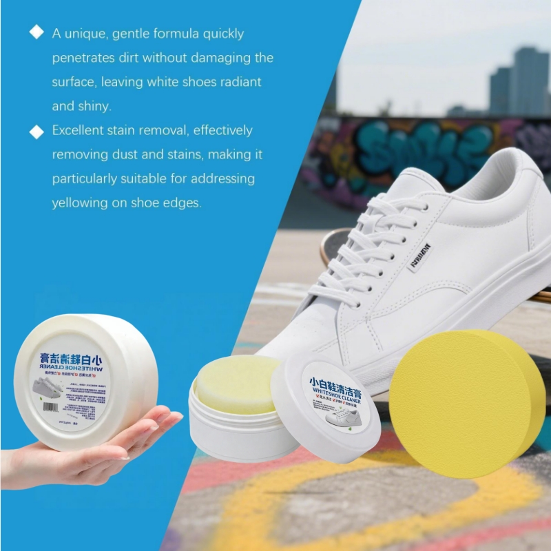 Water-free White Shoe Cleaner Cream - Effective Shoe Whitening & Stain Remover for Sneakers - Remove Yellowing Dirt & Grime - No Rinse, No Water Needed - Restores Bright White Finish in Minutes