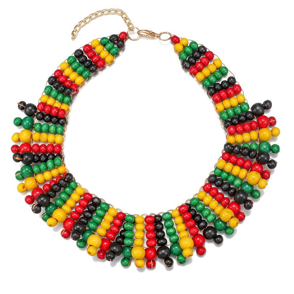 From KSh 399 | African Style Beaded Jewelry Set, Colorful Wood Bead Necklace & Queen Letter Earrings
