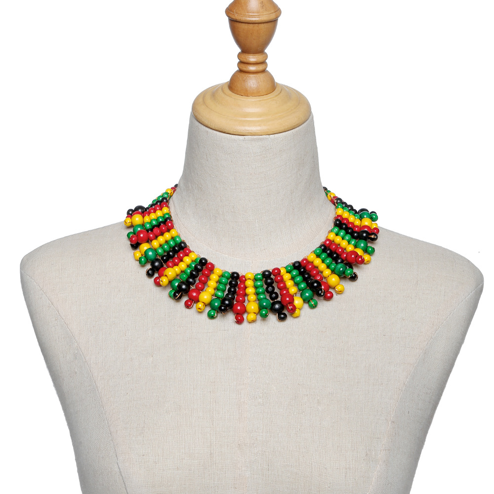 From KSh 399 | African Style Beaded Jewelry Set, Colorful Wood Bead Necklace & Queen Letter Earrings