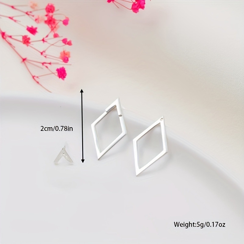 Double Layer Rhombus Hoop Earrings, 14K Gold Plated Geometric Earrings for Women, Hypoallergenic Zinc Alloy Minimalist Earrings, Fashion Statement Jewelry