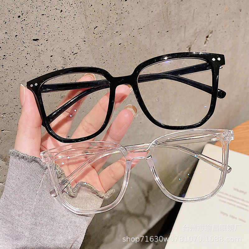 Unisex Retro Square Anti Blue Light Glasses, Lightweight PC Frame Computer Eyewear, Clear Black Transparent Frame Daily Makeup Optical Eyeglasses For Men Women