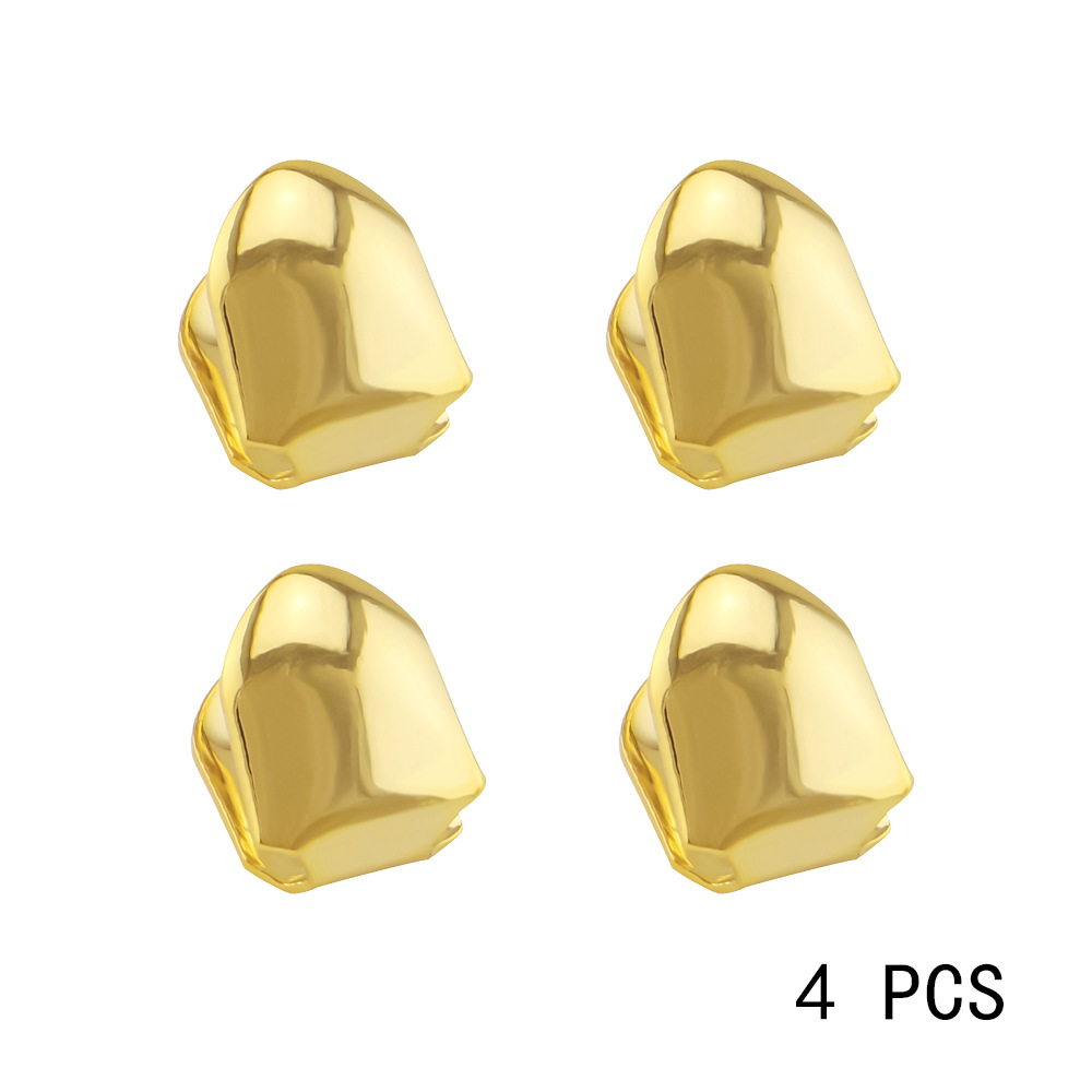 Gold Trendy Rock Rapper Hip Hop GrillzCaps Mold Top & Bottom Grill BodyJewelry Single Teeth