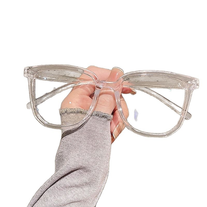 Unisex Retro Square Anti Blue Light Glasses, Lightweight PC Frame Computer Eyewear, Clear Black Transparent Frame Daily Makeup Optical Eyeglasses For Men Women