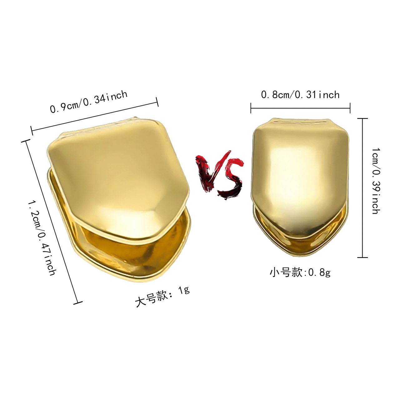 Gold Trendy Rock Rapper Hip Hop GrillzCaps Mold Top & Bottom Grill BodyJewelry Single Teeth