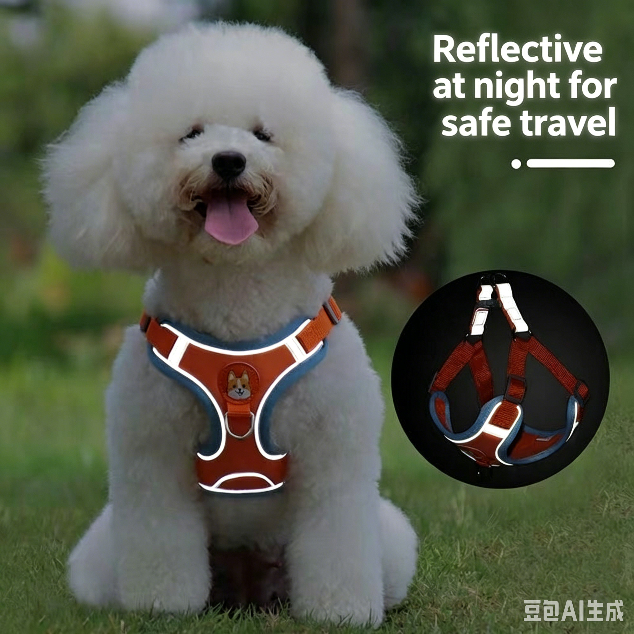 Reflective Vest Dog Harness And Nylon Leash Set Soft Padded Anti Pull Dual D Ring Adjustable Chest Harness For Small Medium Puppy Teddy Bichon Pomeranian Daily Walking Training