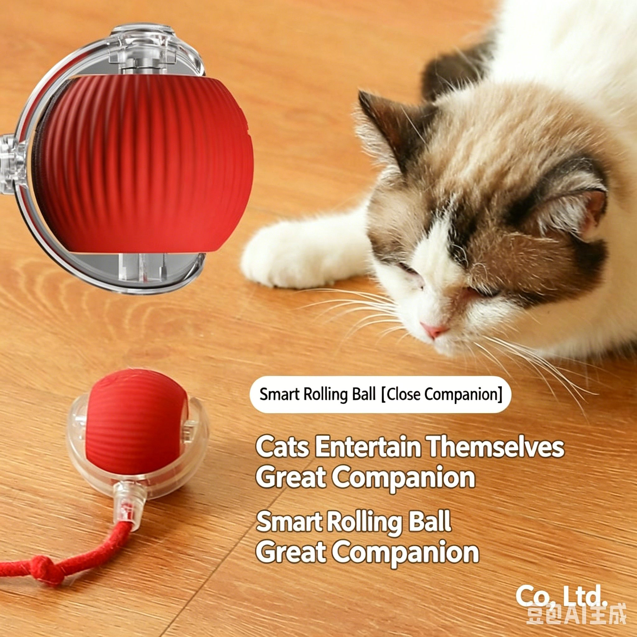 Smart Automatic Obstacle Avoid Cat Rolling Ball Food Grade Silicone Bite Resistant Three Speed Type C Rechargeable Self Play Teasing Cat Toy With Lanyard