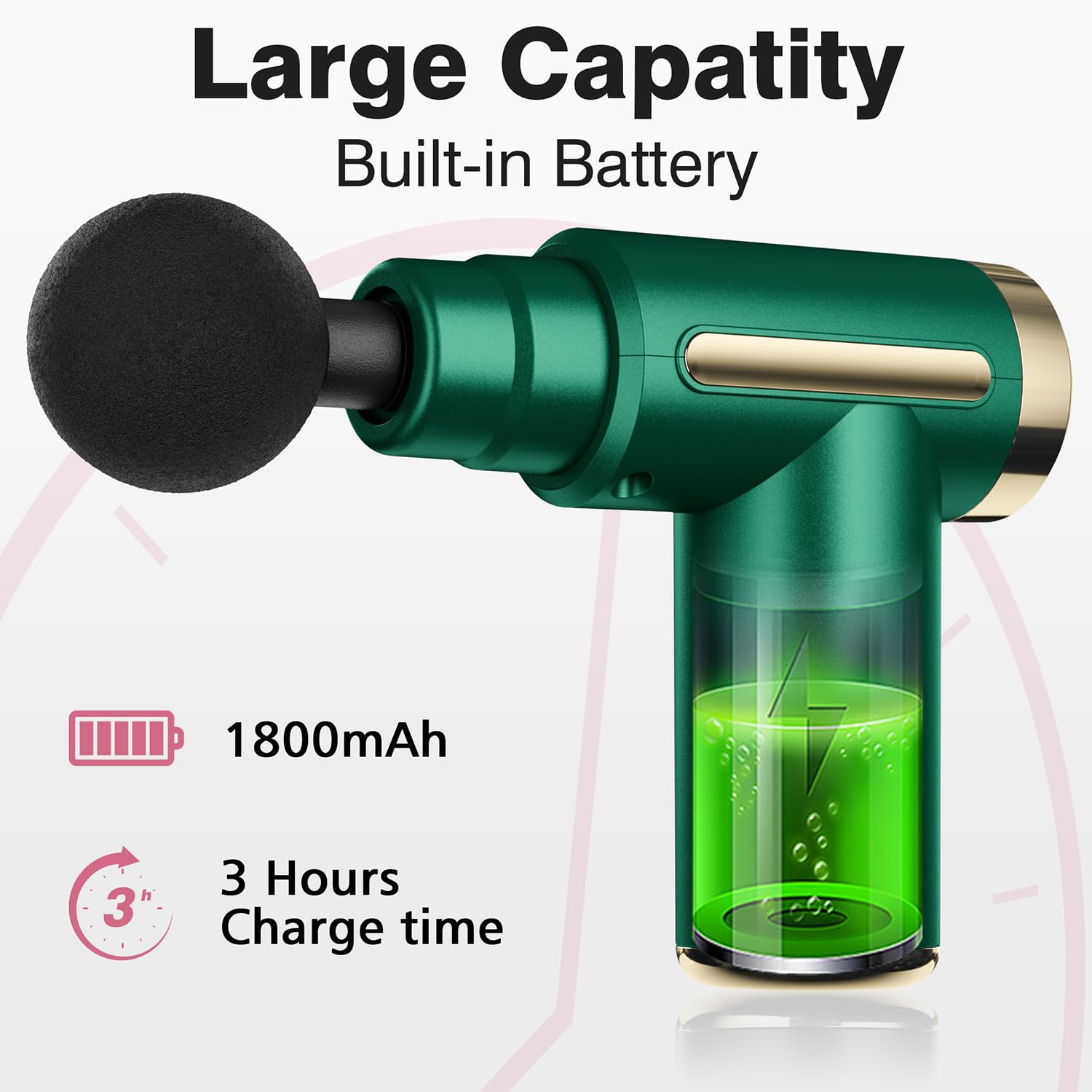 UPHUI Mini Massage Gun Portable Electric Muscle Massager Deep Tissue Percussion Fascial Gun With 4 Heads 6 Speeds Usb Rechargeable For Gym Office Home Workout Recovery And Pain Relief