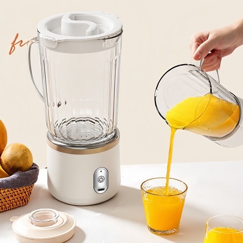 UPHUI 750Ml Large Capacity Juicer Cup Portable Blender With Extra Travel Cup Electric Fruit Juicer Usb Rechargeable Home Office Travel Multifunctional Smoothie Maker for Shakes Baby Food Ice Crushing