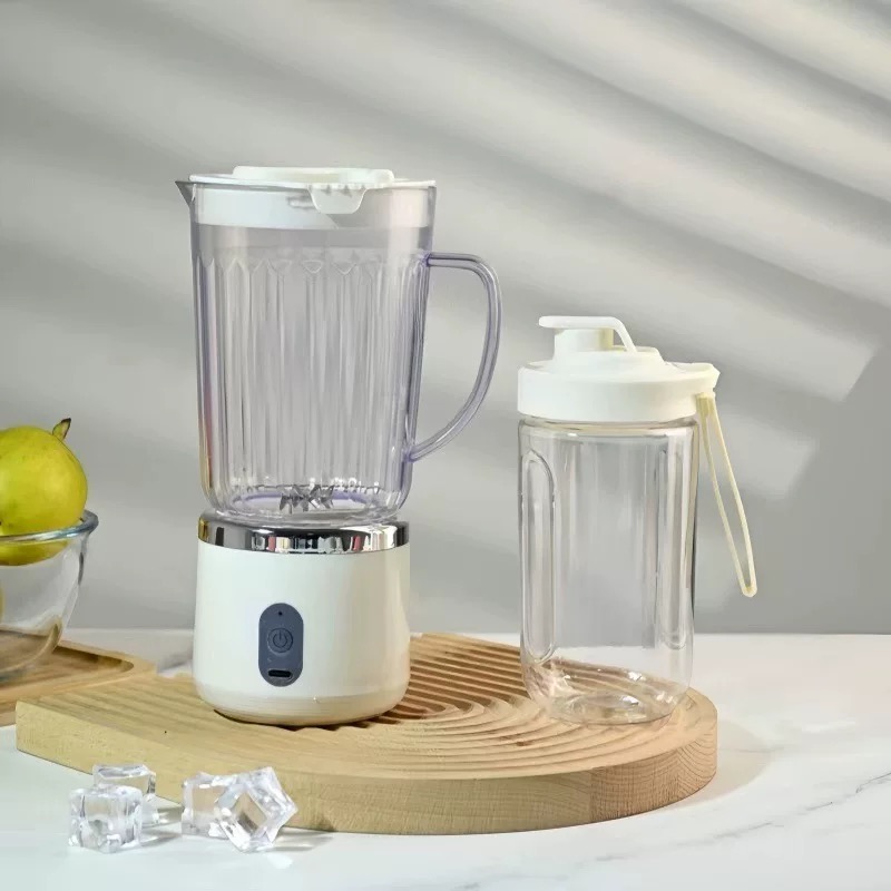 UPHUI 750Ml Large Capacity Juicer Cup Portable Blender With Extra Travel Cup Electric Fruit Juicer Usb Rechargeable Home Office Travel Multifunctional Smoothie Maker for Shakes Baby Food Ice Crushing