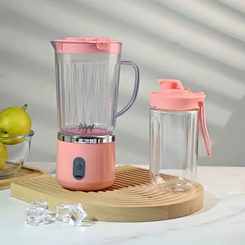 UPHUI 750Ml Large Capacity Juicer Cup Portable Blender With Extra Travel Cup Electric Fruit Juicer Usb Rechargeable Home Office Travel Multifunctional Smoothie Maker for Shakes Baby Food Ice Crushing