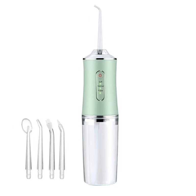 UPHUI 4 Nozzles Portable Electric Water Flosser 3 Modes IPX7 Waterproof USB Rechargeable Dental Oral Irrigator For Teeth Cleaning Braces Gums Care Home Travel Business Trip