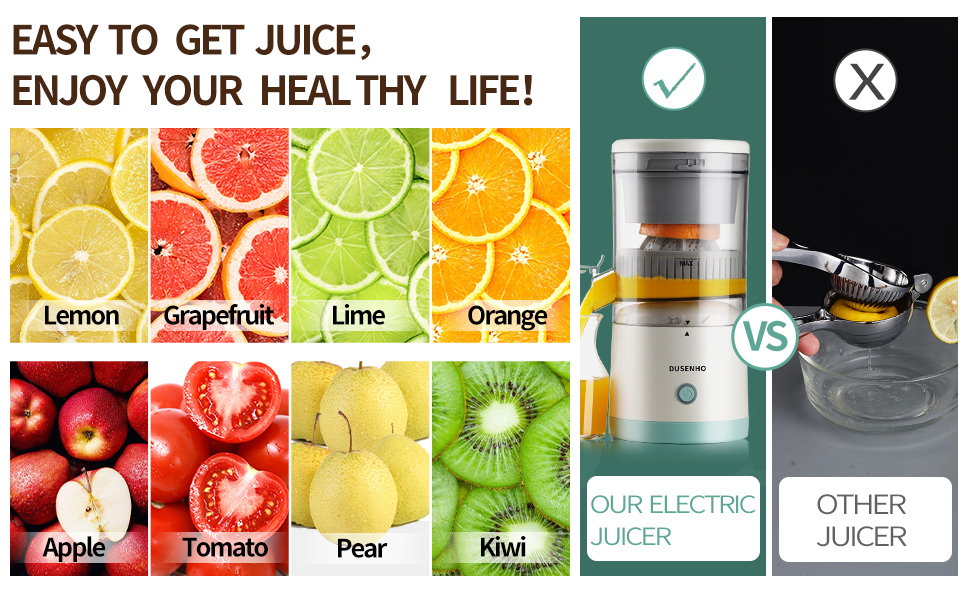 UPHUI Electric Juicer Machine For Home Mini Size Juice Extractor With Pulp Separation Multi Function Portable Citrus Orange Juicer Easy To Clean Bpa Free For Kitchen Office Travel Camping Daily Use